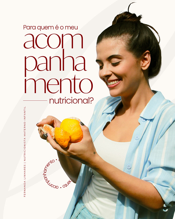 Post “Para quem é o meu acompanhamento nutricional?”, com mulher descascando uma tangerina