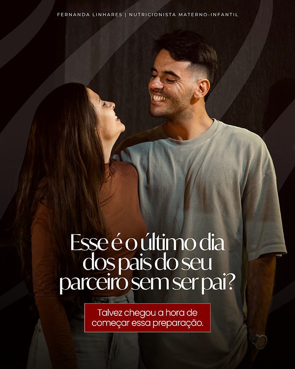 Post “Esse é o último dia dos pais do seu parceiro sem ser pai?”, com um casal sorrindo